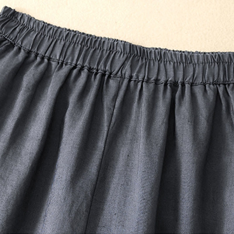 Pantalon court décontracté uni Buddha Stones pour femme, sarouel en coton et lin avec poches - image 2