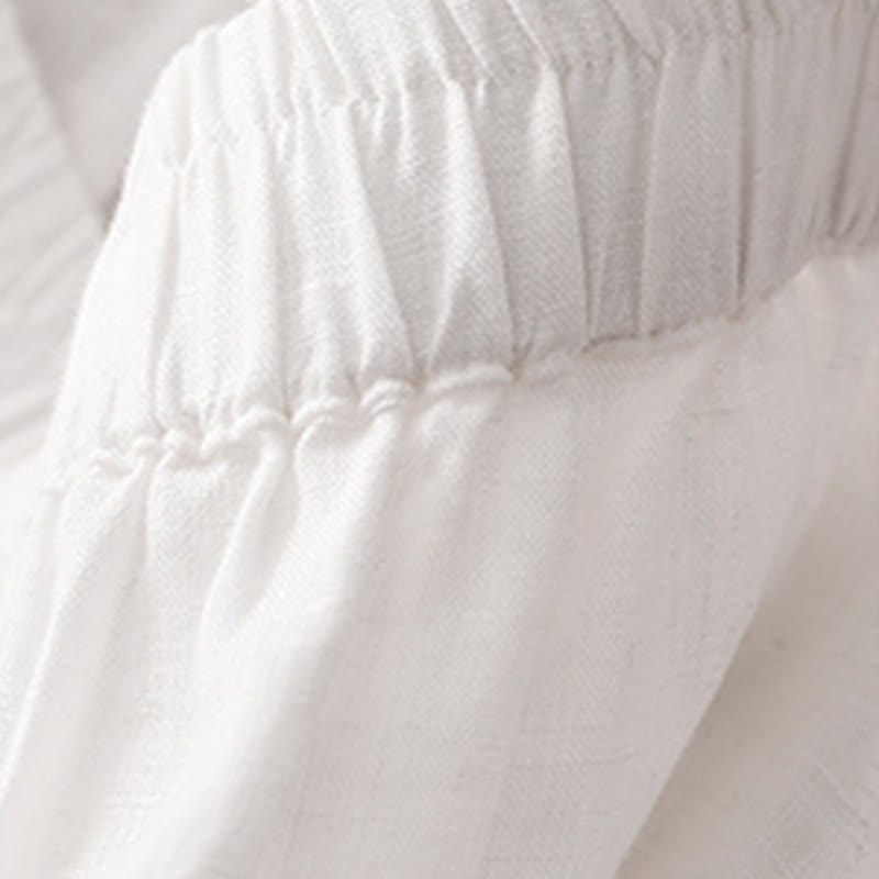 Pantalon court décontracté uni Buddha Stones pour femme, sarouel en coton et lin avec poches - image 6