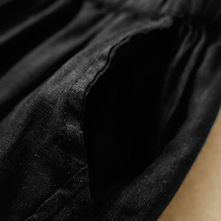 Pantalon court décontracté uni Buddha Stones pour femme, sarouel en coton et lin avec poches - image 12