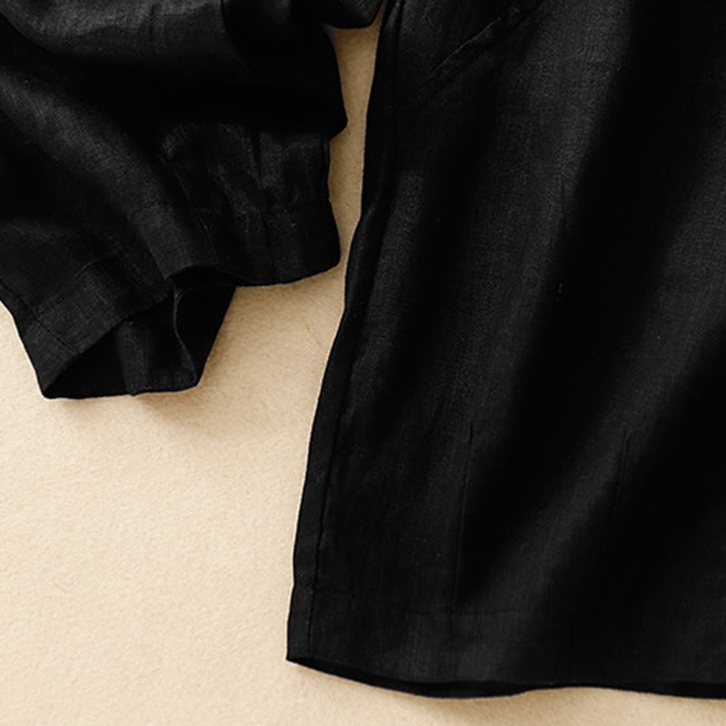 Pantalon court décontracté uni Buddha Stones pour femme, sarouel en coton et lin avec poches - image 13