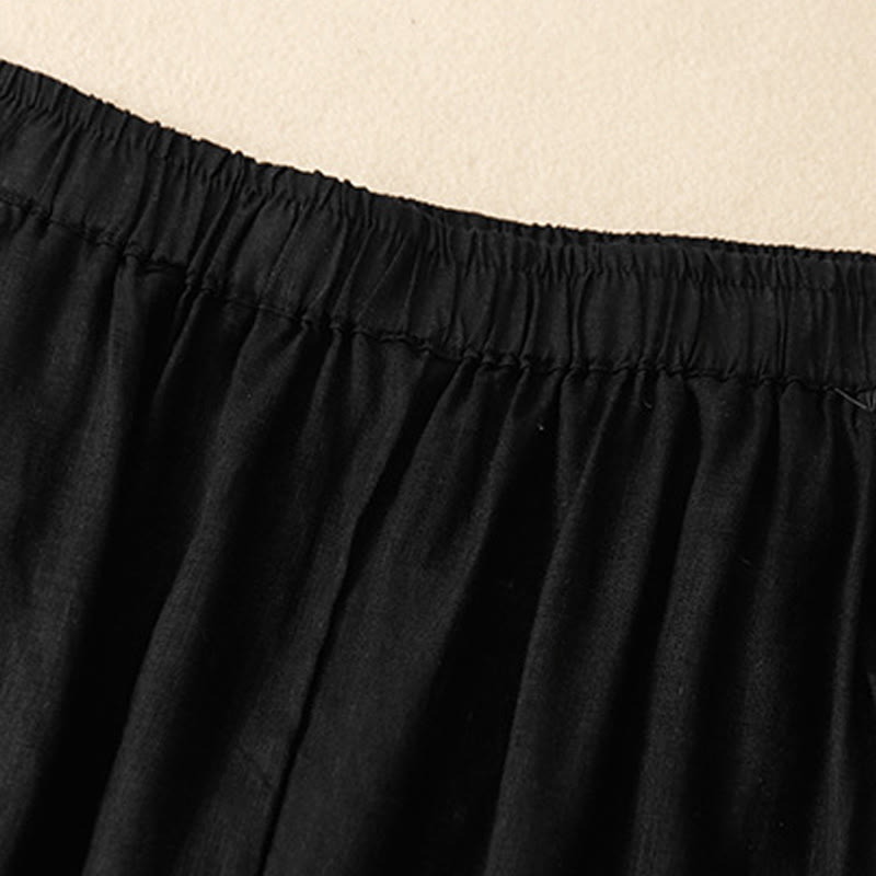 Pantalon court uni décontracté Buddha Stones, pantalon harem en lin pour femme avec poches - image 14