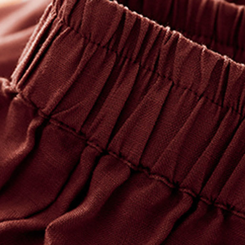 Pantalon court uni décontracté Buddha Stones, pantalon harem en lin pour femme avec poches - image 17