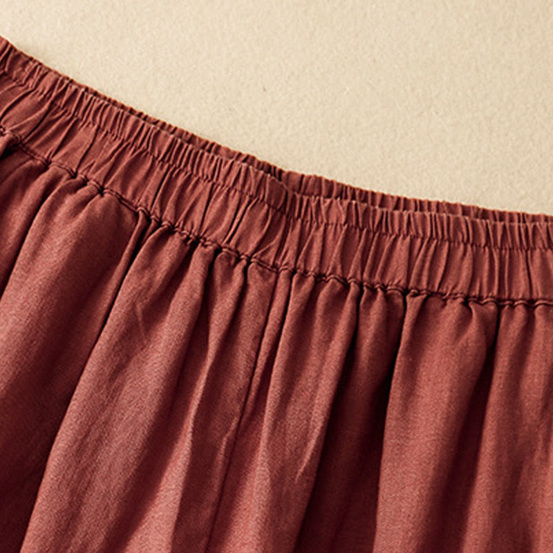 Pantalon court décontracté uni Buddha Stones pour femme, sarouel en coton et lin avec poches - image 19