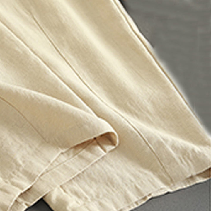 Pantalon en lin pour femme avec poches et boutons couleur pure Buddha Stones - image 7