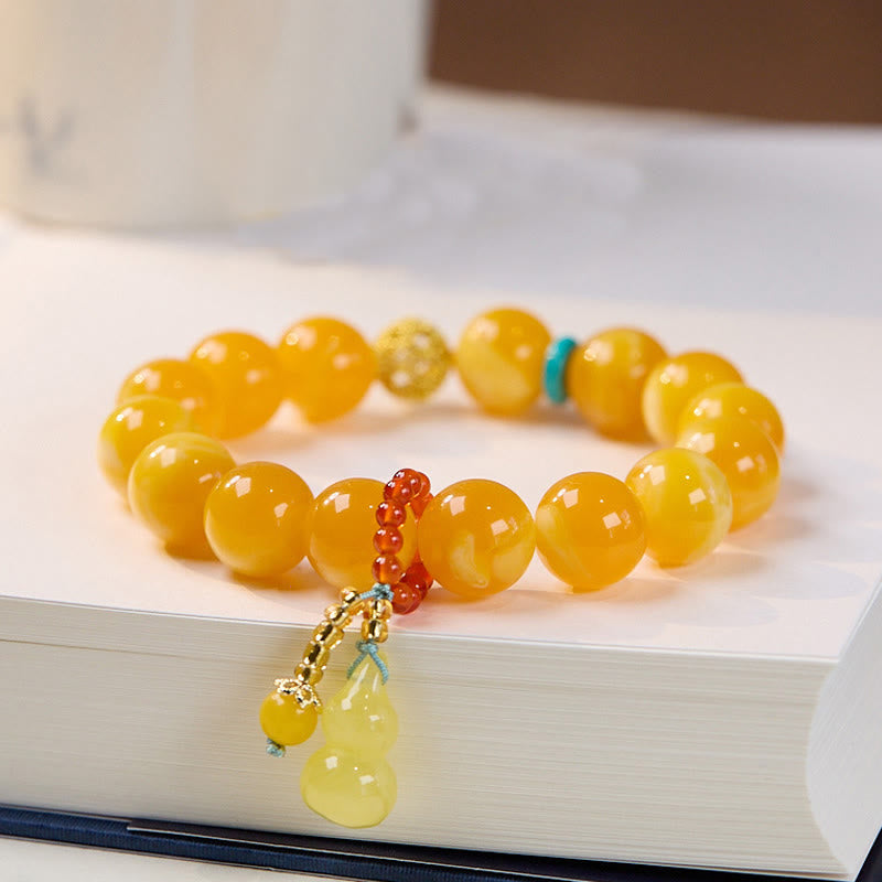 Bracelet de confiance multicouche en gourde d'ambre avec Buddha Stones - image 3