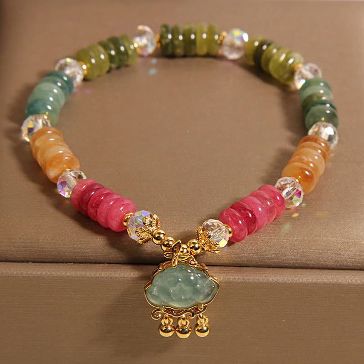 Bracelet de perles de boulier colorées en Buddha Stones , nuage de bon augure, tourmaline positive - image 4