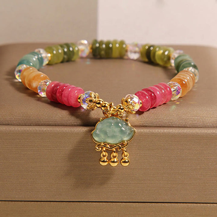 Bracelet de perles de boulier colorées en Buddha Stones , nuage de bon augure, tourmaline positive - Tourmaline (tour de poignet : 16-18 cm) - image 1