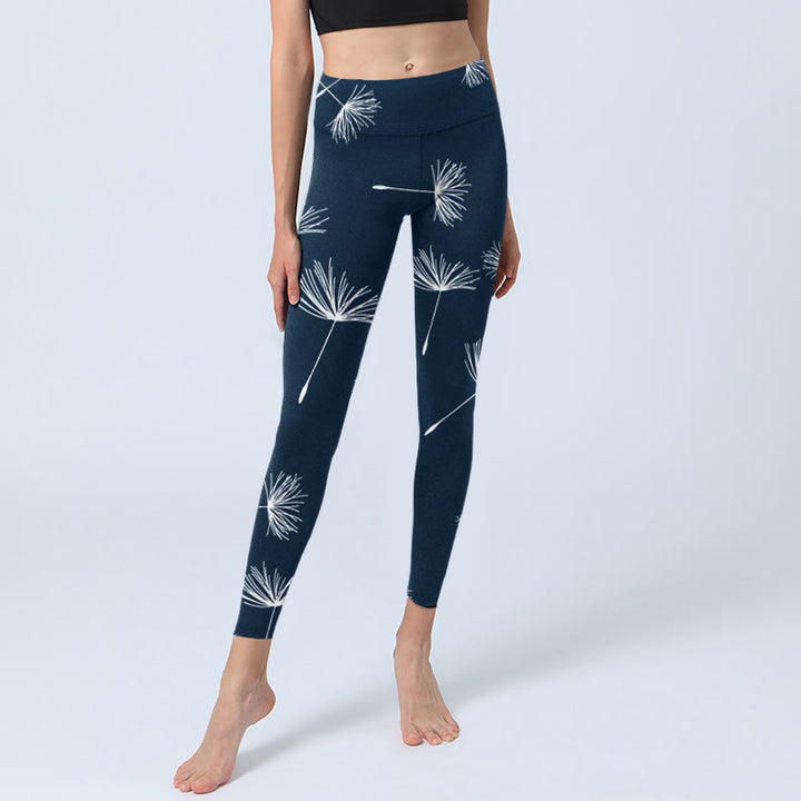 Leggings de sport à imprimé pissenlits blancs Buddha Stones pour femmes, pantalons de yoga - image 6