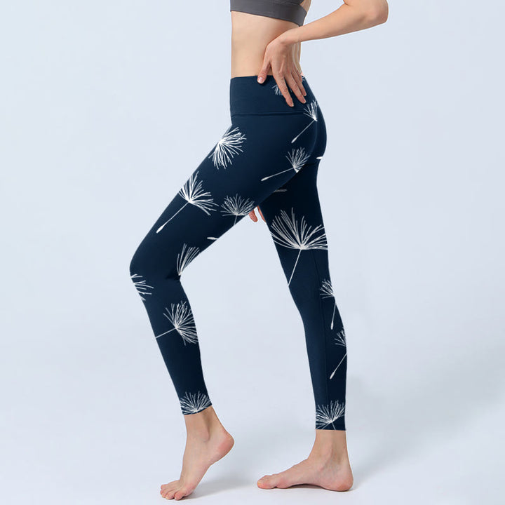 Leggings de sport à imprimé pissenlits blancs Buddha Stones pour femmes, pantalons de yoga - image 3