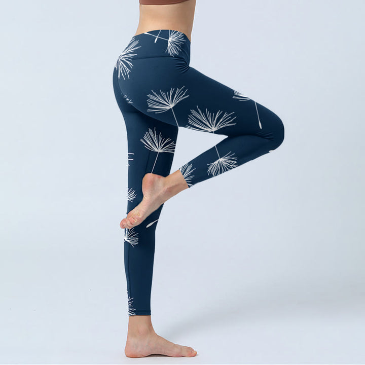 Leggings de sport à imprimé pissenlits blancs Buddha Stones pour femmes, pantalons de yoga - image 4