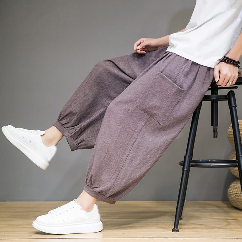 Pantalon sarouel court décontracté Buddha Stones pour homme, longueur 7-8, avec poches latérales - image 34