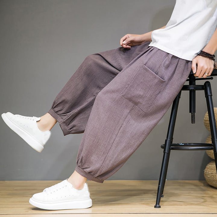 Pantalon sarouel court décontracté Buddha Stones pour homme, longueur 7-8, avec poches latérales - image 34