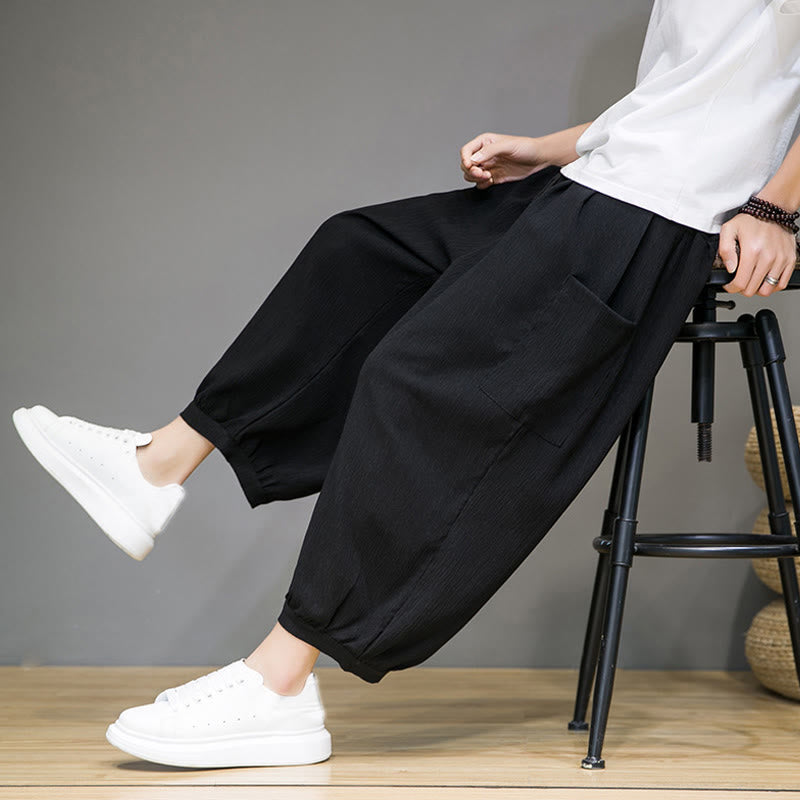 Pantalon sarouel court décontracté Buddha Stones pour homme, longueur 7-8, avec poches latérales - image 17