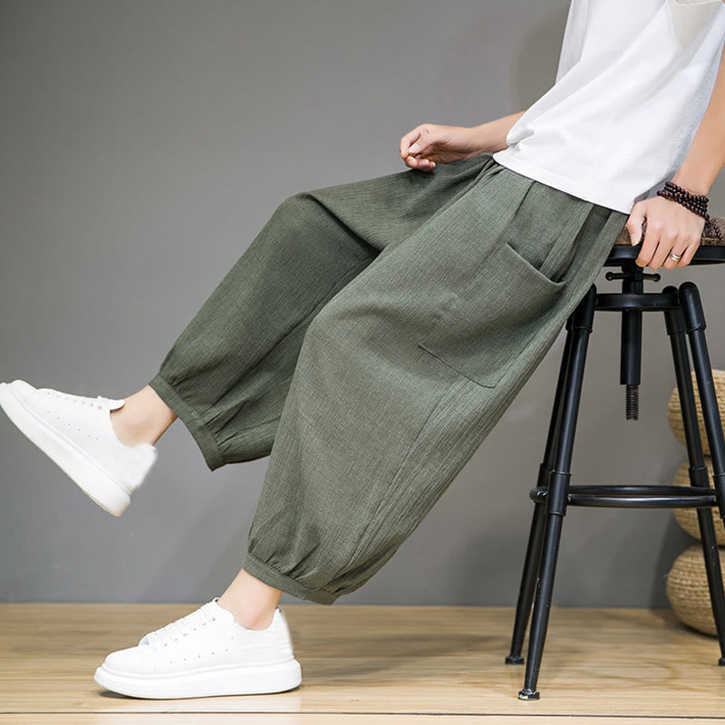 Pantalon sarouel court décontracté Buddha Stones pour homme, longueur 7-8, avec poches latérales - image 8