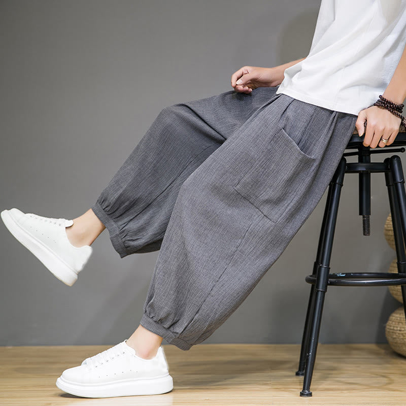 Pantalon sarouel court décontracté Buddha Stones pour homme, longueur 7-8, avec poches latérales - image 26