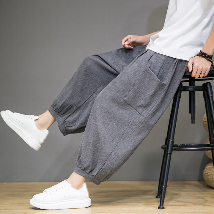 Pantalon sarouel court décontracté Buddha Stones pour homme, longueur 7-8, avec poches latérales - image 26