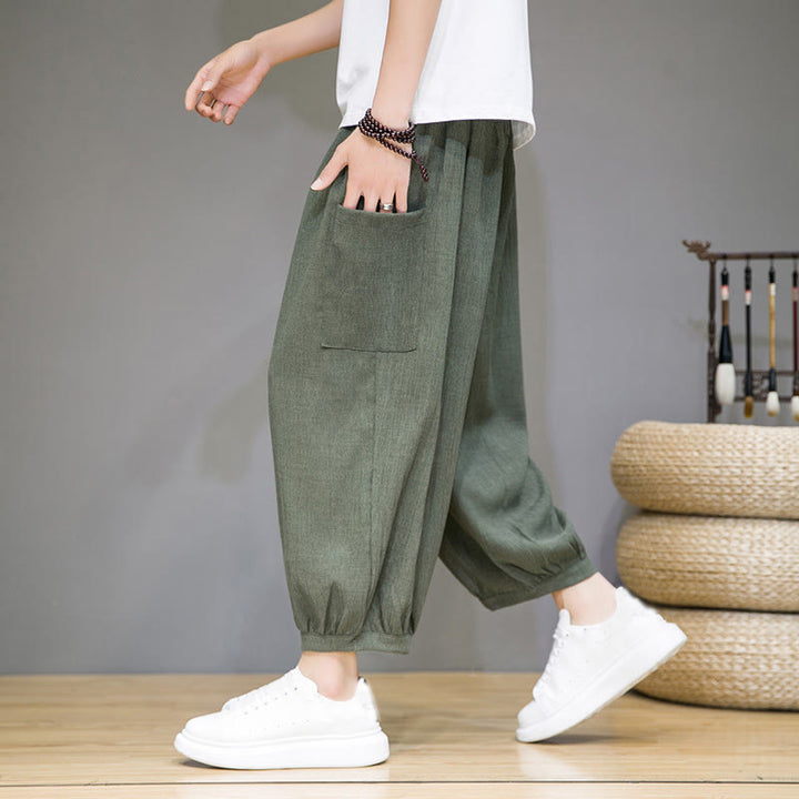 Pantalon sarouel court décontracté Buddha Stones pour homme, longueur 7-8, avec poches latérales - image 6
