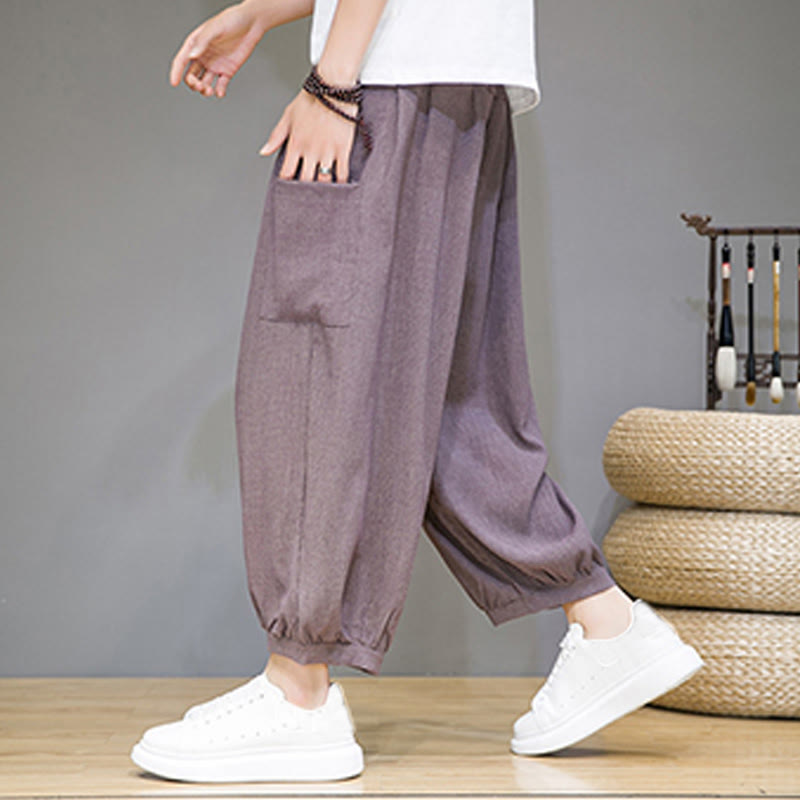 Pantalon sarouel court décontracté Buddha Stones pour homme, longueur 7-8, avec poches latérales - RosyBrown - US/UK/AU46，EU56 (5XL) - image 28