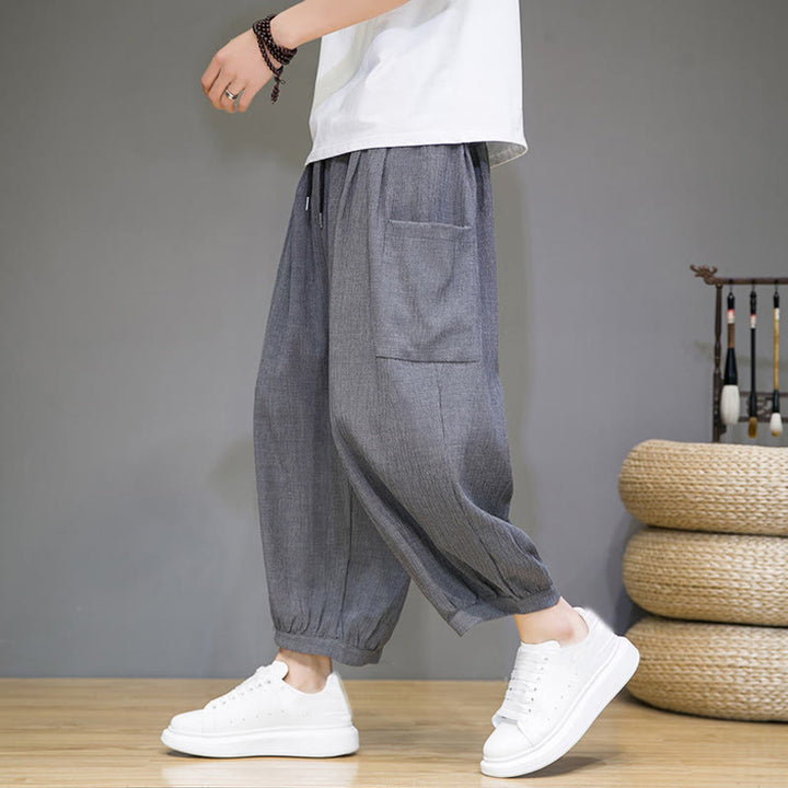 Pantalon sarouel court décontracté Buddha Stones pour homme, longueur 7-8, avec poches latérales - Gris foncé - US/UK/AU46，EU56 (5XL) - image 18