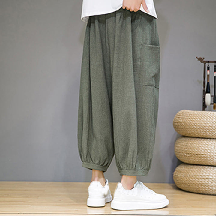 Pantalon sarouel court décontracté Buddha Stones pour homme, longueur 7-8, avec poches latérales - image 3