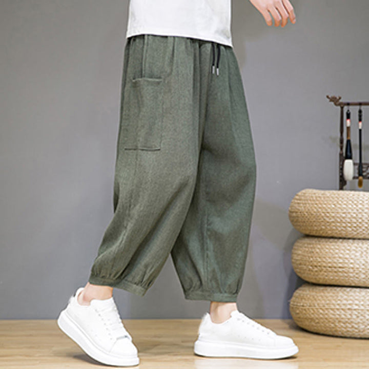 Pantalon sarouel court décontracté Buddha Stones pour homme, longueur 7-8, avec poches latérales - image 4