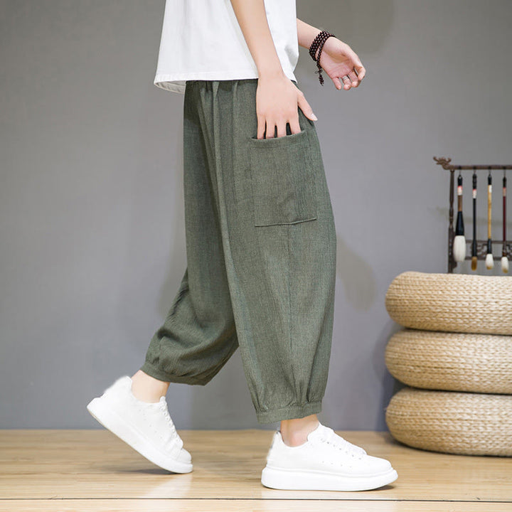 Pantalon sarouel court décontracté Buddha Stones pour homme, longueur 7-8, avec poches latérales - image 7