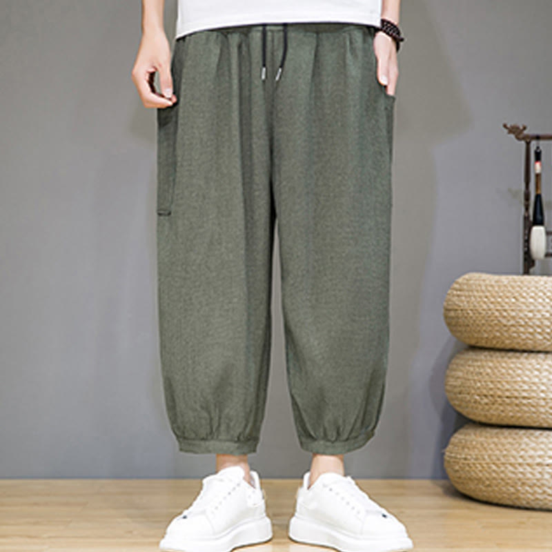 Pantalon sarouel court décontracté Buddha Stones pour homme, longueur 7-8, avec poches latérales - image 6