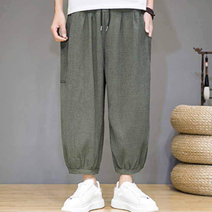 Pantalon sarouel court décontracté Buddha Stones pour homme, longueur 7-8, avec poches latérales - image 6