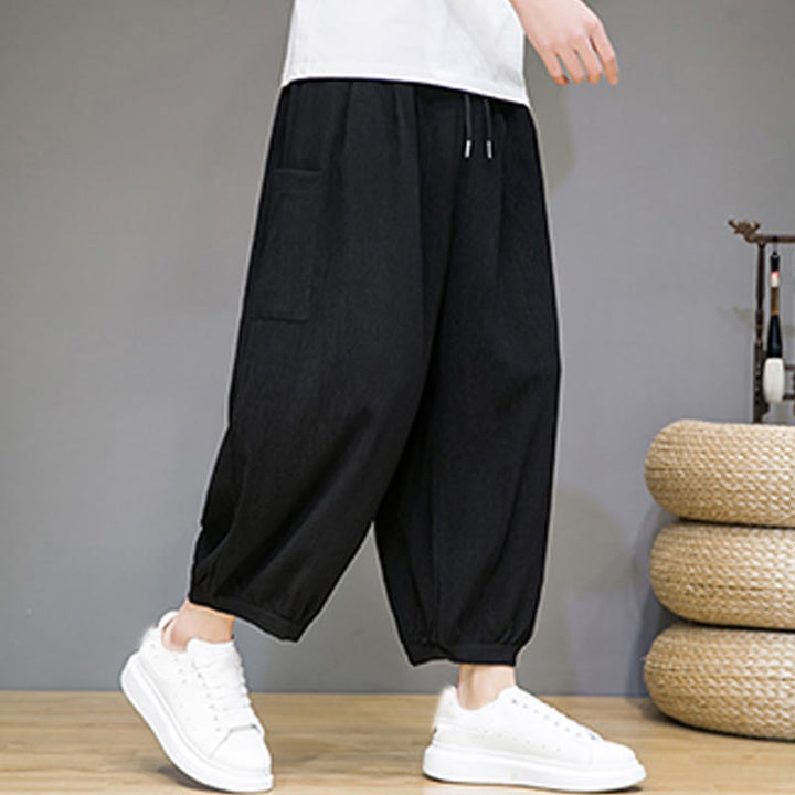 Pantalon sarouel court décontracté Buddha Stones pour homme, longueur 7-8, avec poches latérales - image 11