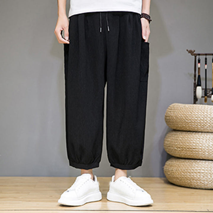 Pantalon sarouel court décontracté Buddha Stones pour homme, longueur 7-8, avec poches latérales - image 15