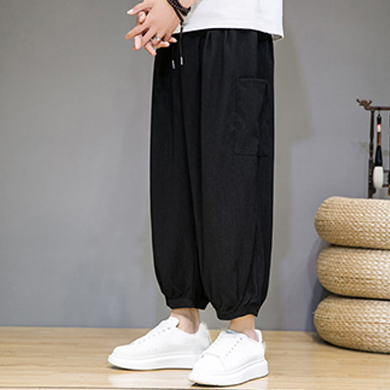 Pantalon sarouel court décontracté Buddha Stones pour homme, longueur 7-8, avec poches latérales - image 12