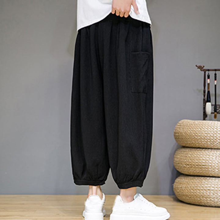 Pantalon sarouel court décontracté Buddha Stones pour homme, longueur 7-8, avec poches latérales - image 13