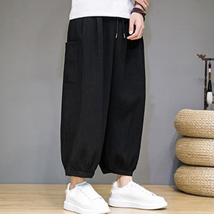 Pantalon sarouel court décontracté Buddha Stones pour homme, longueur 7-8, avec poches latérales - image 12
