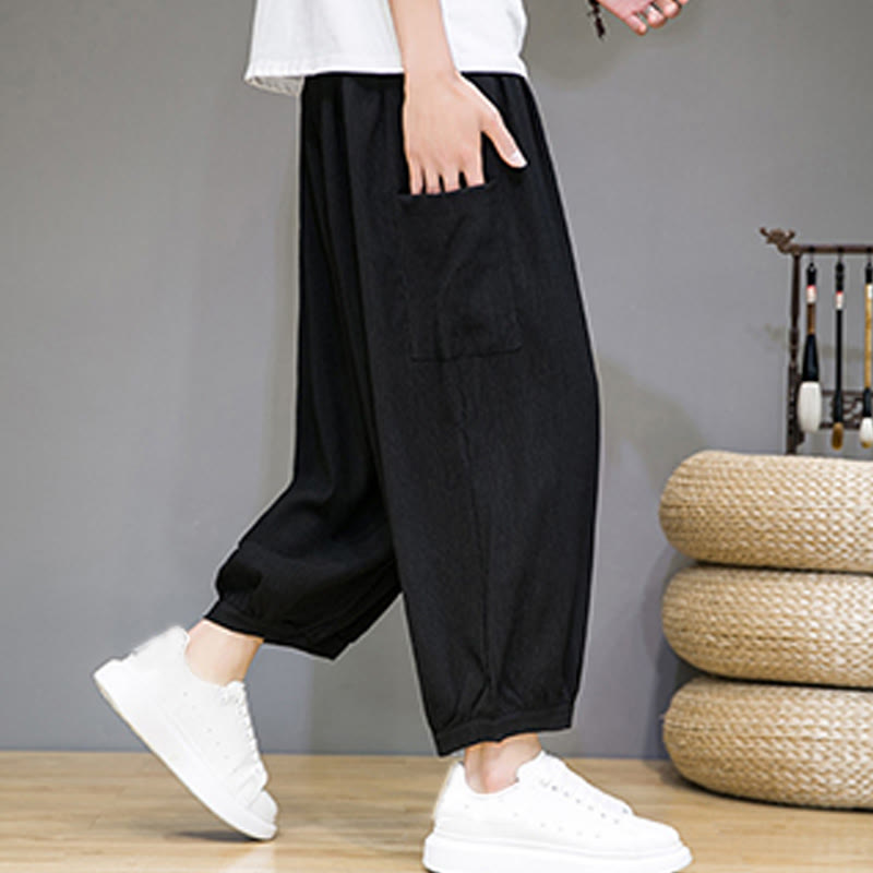 Pantalon sarouel court décontracté Buddha Stones pour homme, longueur 7-8, avec poches latérales - image 15