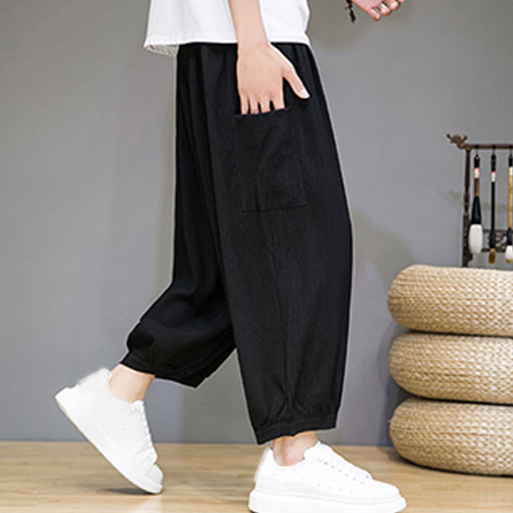 Pantalon sarouel court décontracté Buddha Stones pour homme, longueur 7-8, avec poches latérales - image 15