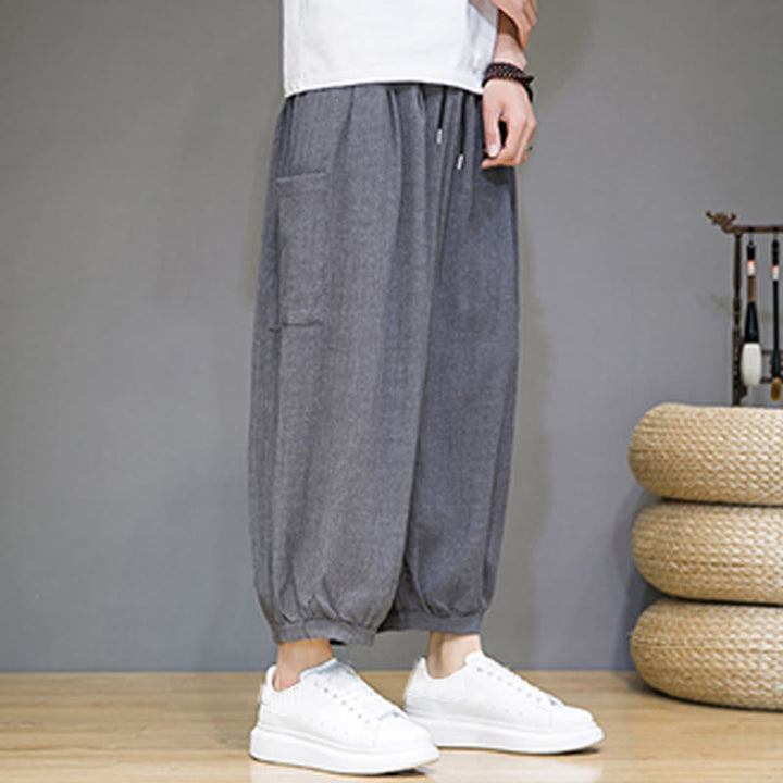 Pantalon sarouel court décontracté Buddha Stones pour homme, longueur 7-8, avec poches latérales - image 19