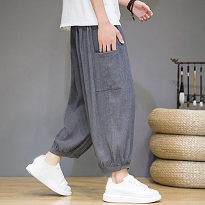Pantalon sarouel court décontracté Buddha Stones pour homme, longueur 7-8, avec poches latérales - image 23