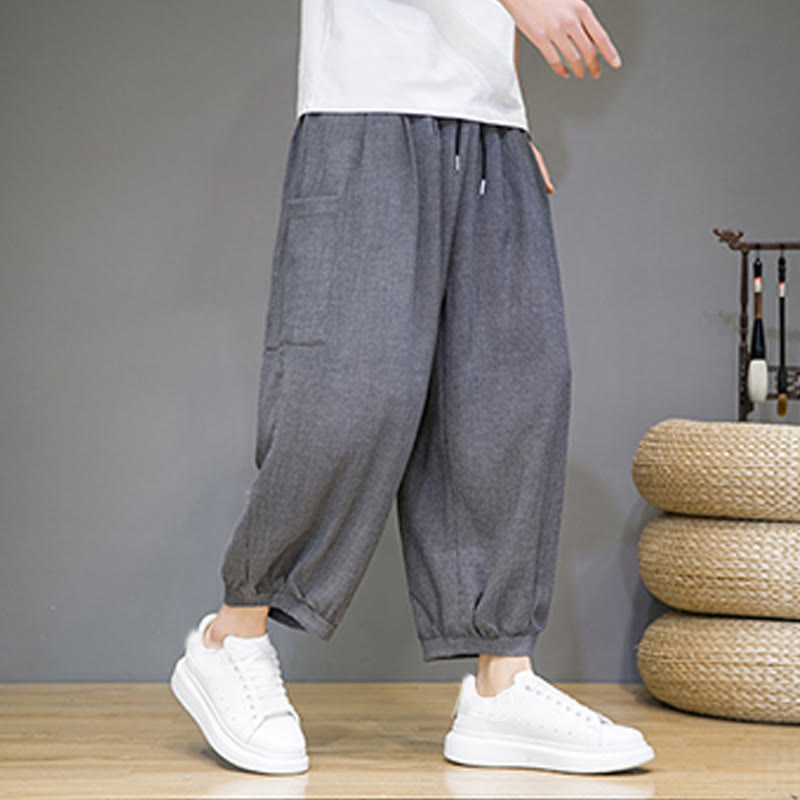 Pantalon sarouel court décontracté Buddha Stones pour homme, longueur 7-8, avec poches latérales - image 18