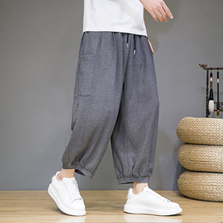 Pantalon sarouel court décontracté Buddha Stones pour homme, longueur 7-8, avec poches latérales - image 18