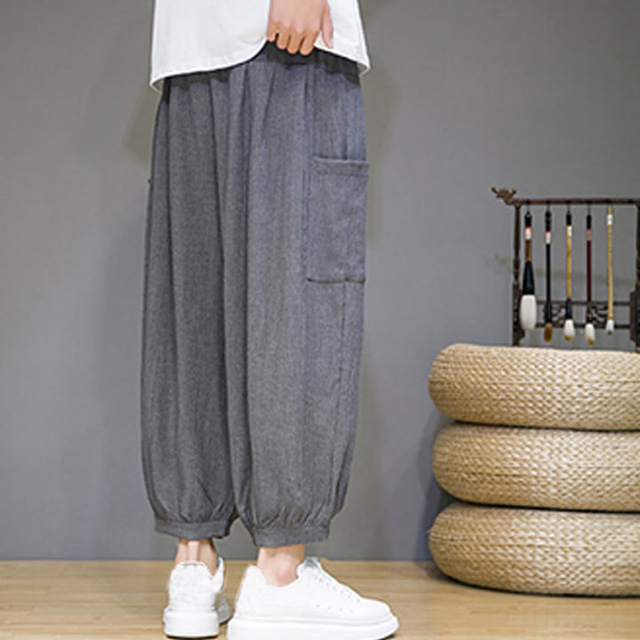 Pantalon sarouel court décontracté Buddha Stones pour homme, longueur 7-8, avec poches latérales - image 21