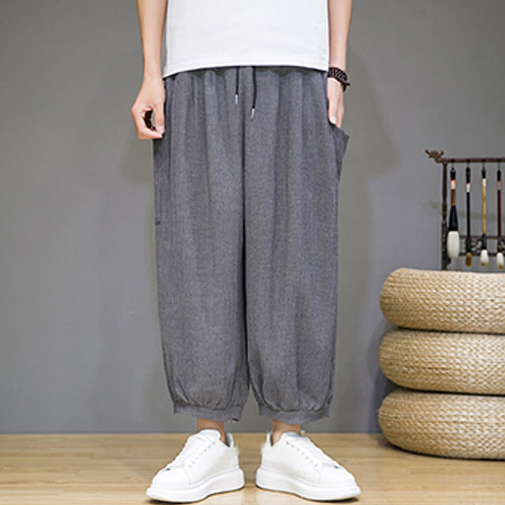 Pantalon sarouel court décontracté Buddha Stones pour homme, longueur 7-8, avec poches latérales - image 21
