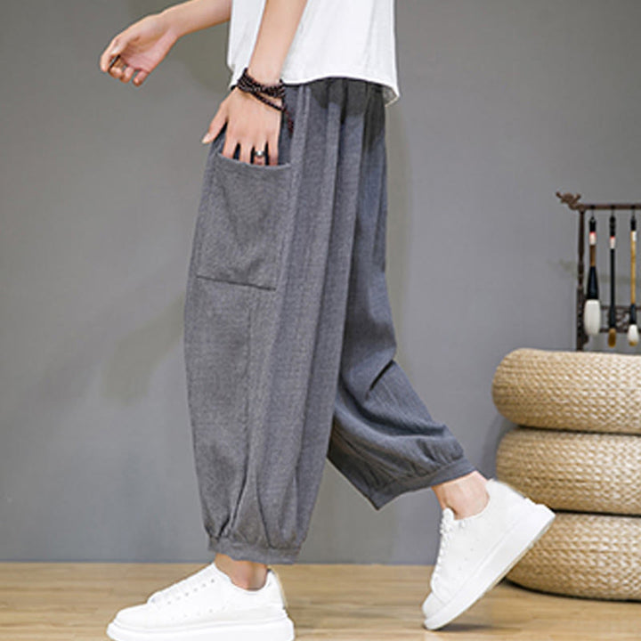 Pantalon sarouel court décontracté Buddha Stones pour homme, longueur 7-8, avec poches latérales - image 23