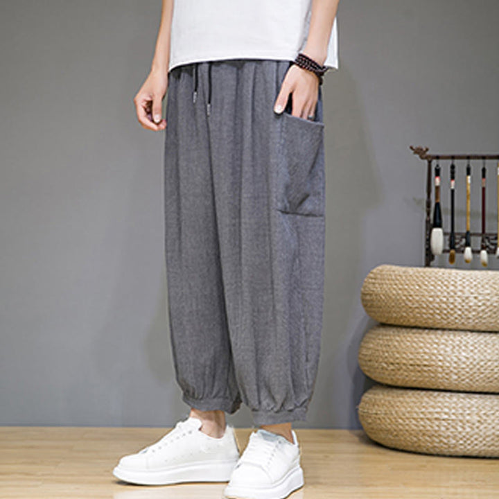 Pantalon sarouel court décontracté Buddha Stones pour homme, longueur 7-8, avec poches latérales - image 24