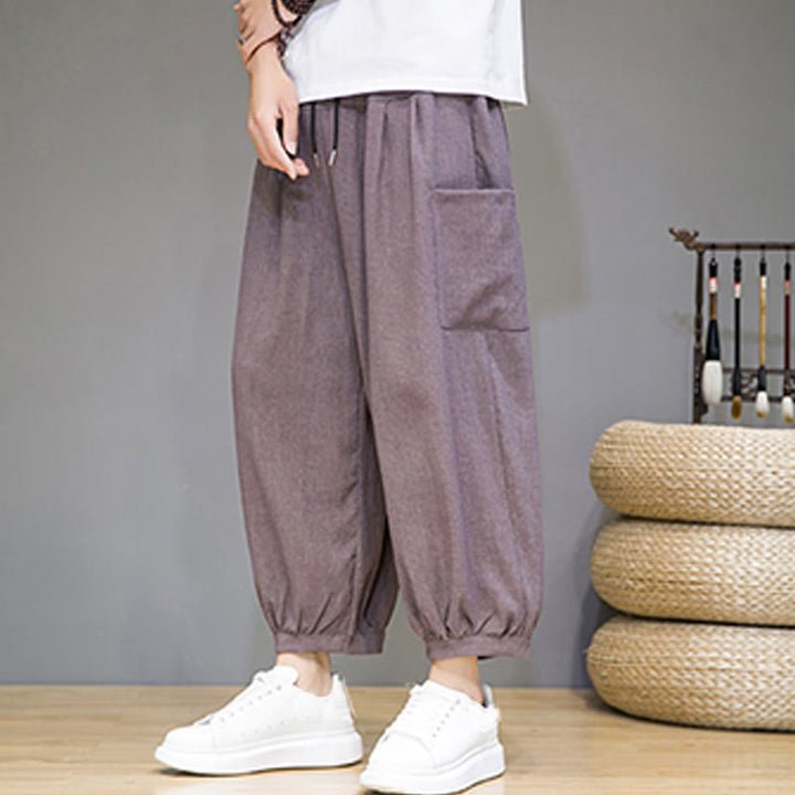 Pantalon sarouel court décontracté Buddha Stones pour homme, longueur 7-8, avec poches latérales - image 29
