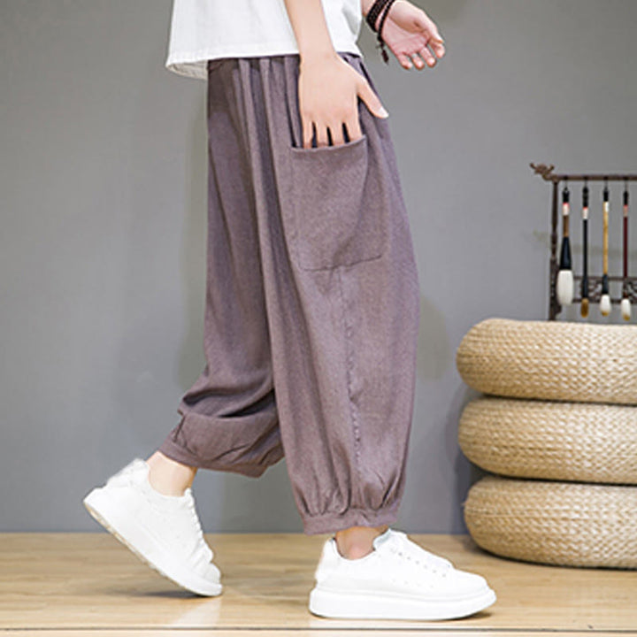 Pantalon sarouel court décontracté Buddha Stones pour homme, longueur 7-8, avec poches latérales - image 28