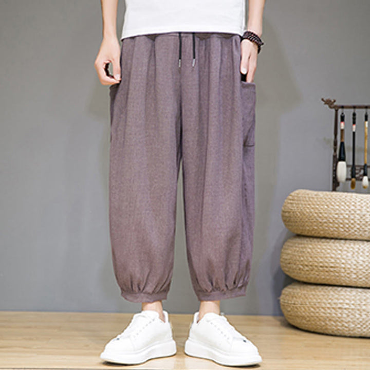 Pantalon sarouel court décontracté Buddha Stones pour homme, longueur 7-8, avec poches latérales - image 31