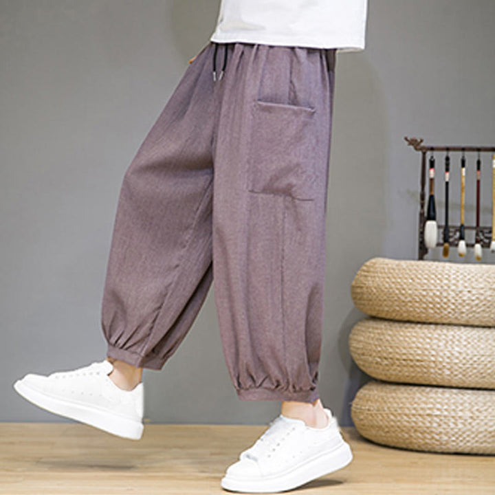 Pantalon sarouel court décontracté Buddha Stones pour homme, longueur 7-8, avec poches latérales - image 32