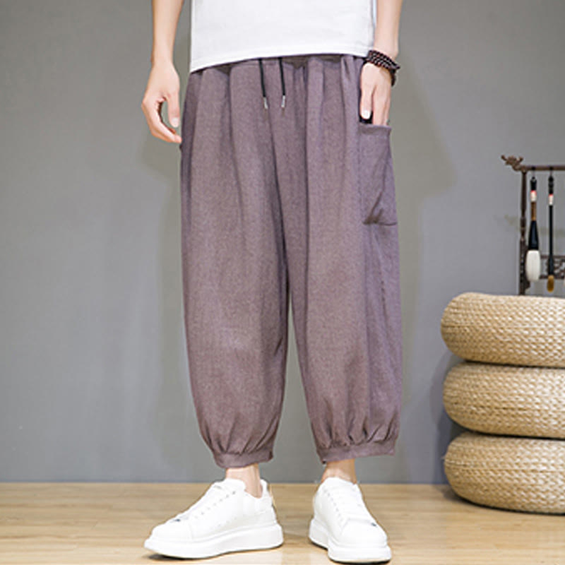 Pantalon sarouel court décontracté Buddha Stones pour homme, longueur 7-8, avec poches latérales - image 34