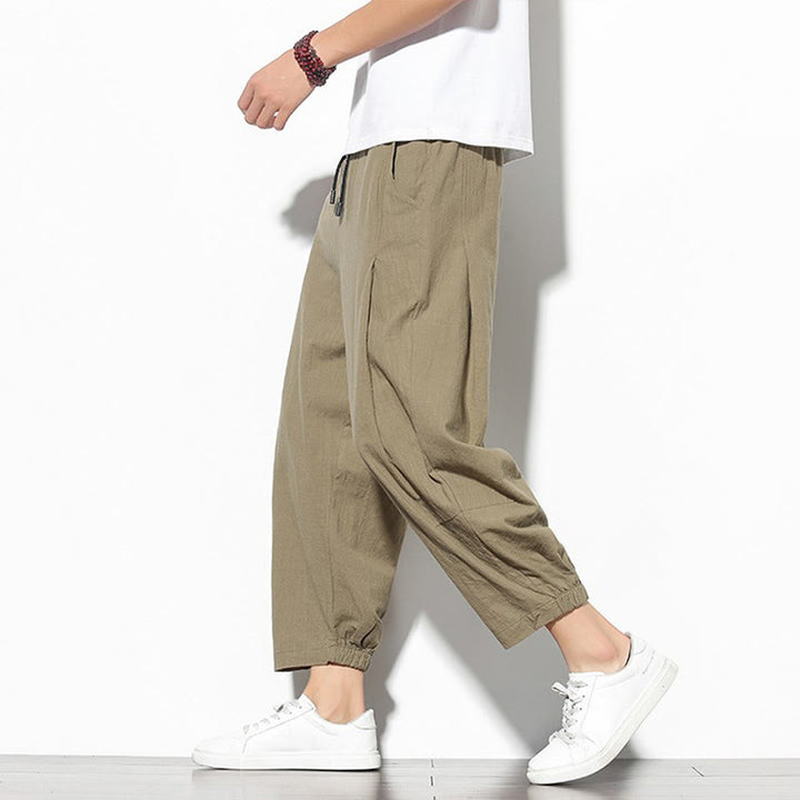 Pantalon carotte d'été Buddha Stones pour homme, longueur 7-8, en coton et lin, avec poches - BurlyWood - US/UK/AU46，EU56 (5XL) - image 1