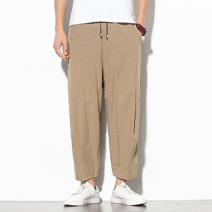 Pantalon carotte d'été Buddha Stones pour homme, longueur 7-8, en coton et lin, avec poches - image 12
